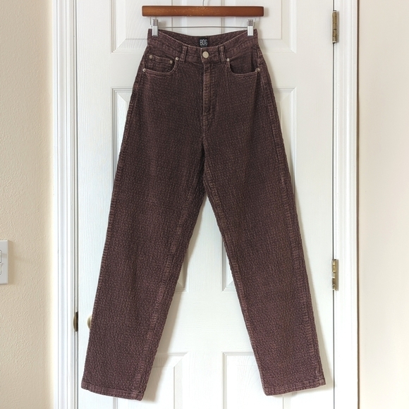 BDG Urban Outfitters Bubble Corduroy High Rise Baggy Tapered Leg Pants Brown 26 - Picture 1 of 15
